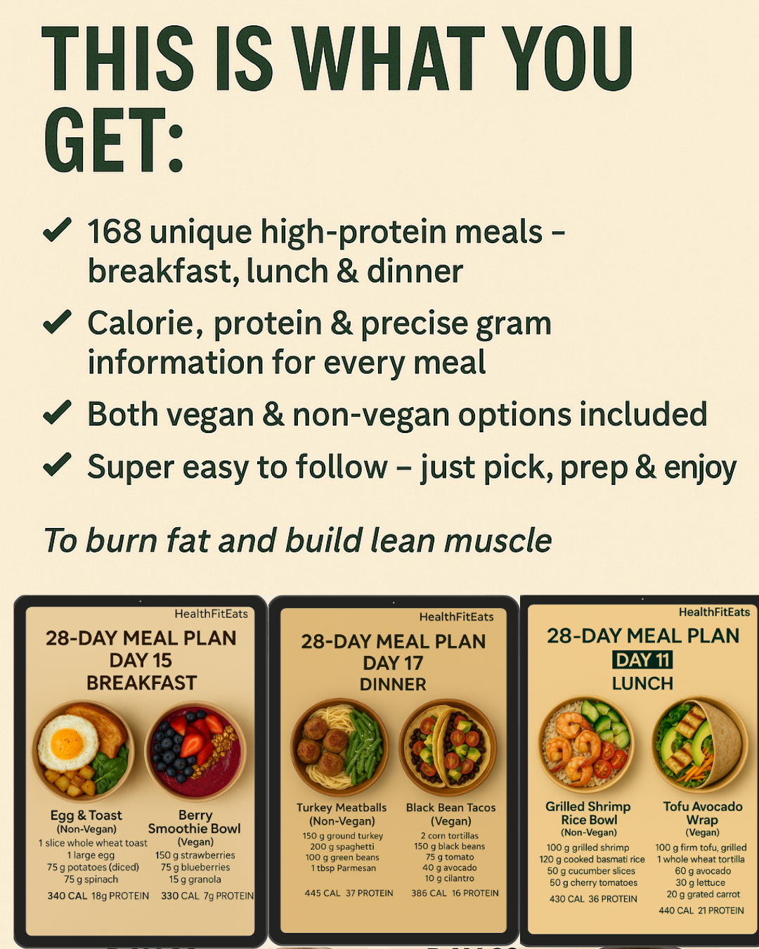28-Tage High-Protein Ernährungsplan (Vegan & Nicht-Vegan)
